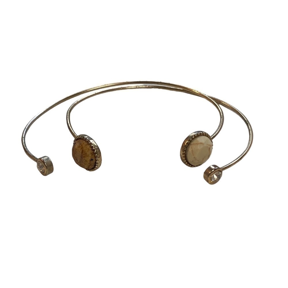 Two piece | Gold | Faux Stone | Bangle Set